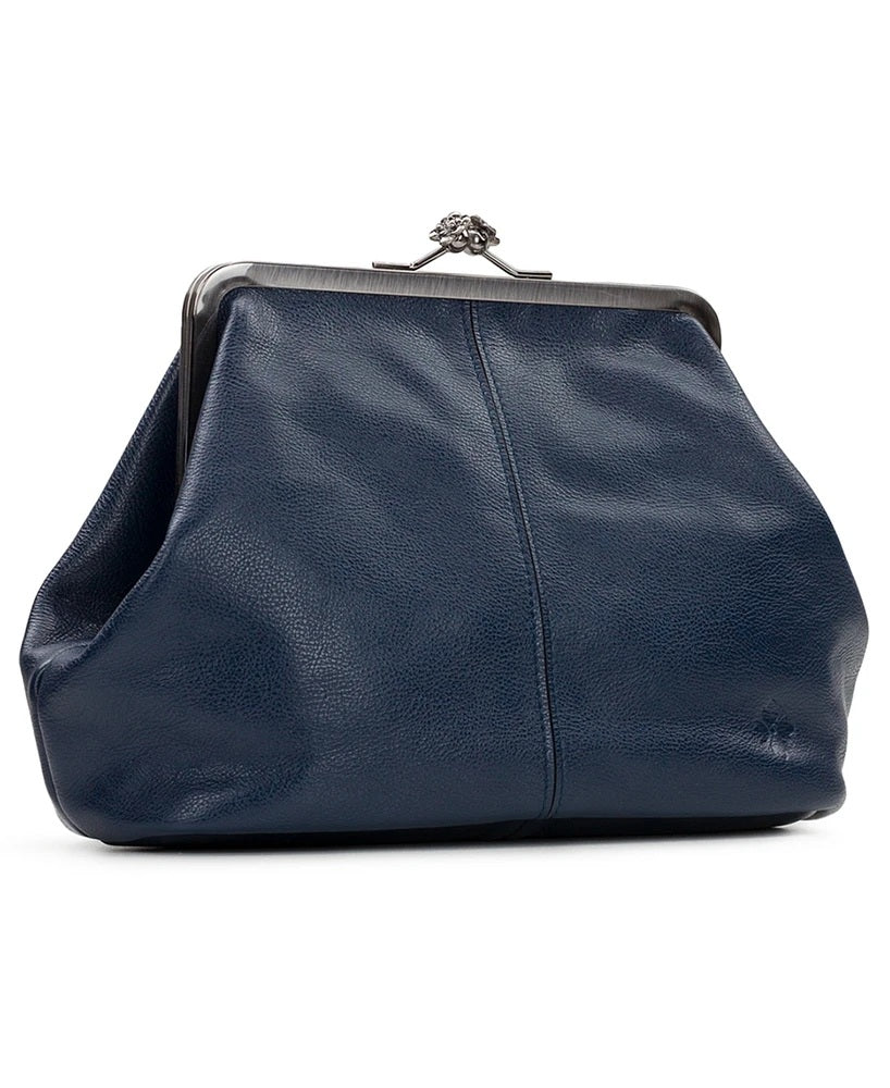 Classic Kiss-lock Closure Adorned Leather Bag