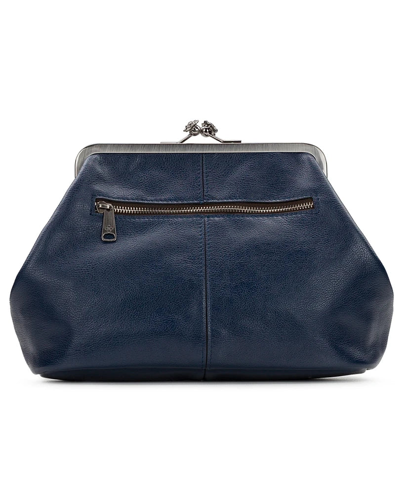 Classic Kiss-lock Closure Adorned Leather Bag