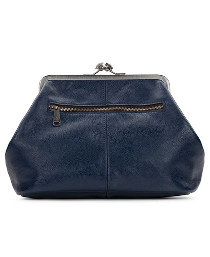 Classic Kiss-lock Closure Adorned Leather Bag